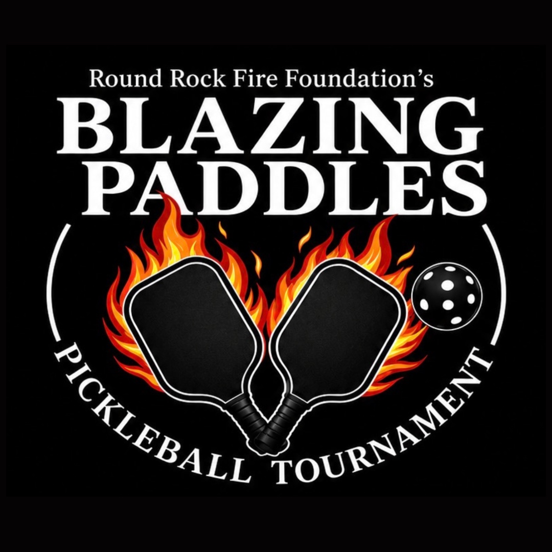 Round Rock Fire Foundation's Blazing Paddles Pickleball Tournament 2026 logo.